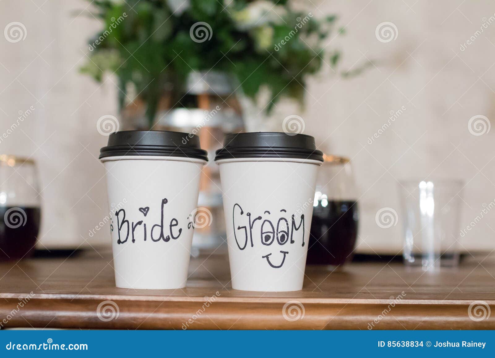 Bride and Groom Wedding Coffee Cups Stock Photo Image of party