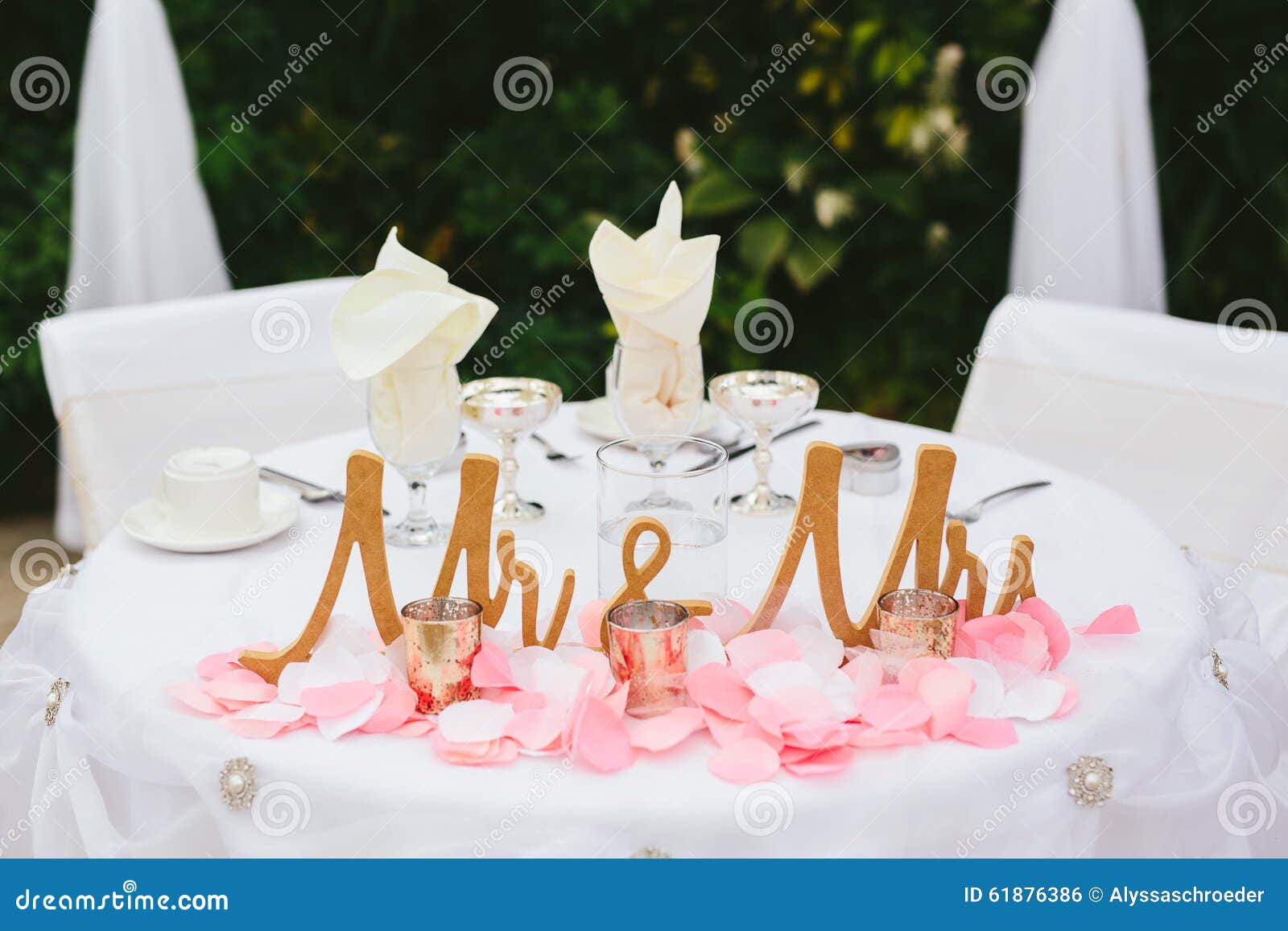 Bride And Groom Wedding Reception Table Decor Stock Photo Image