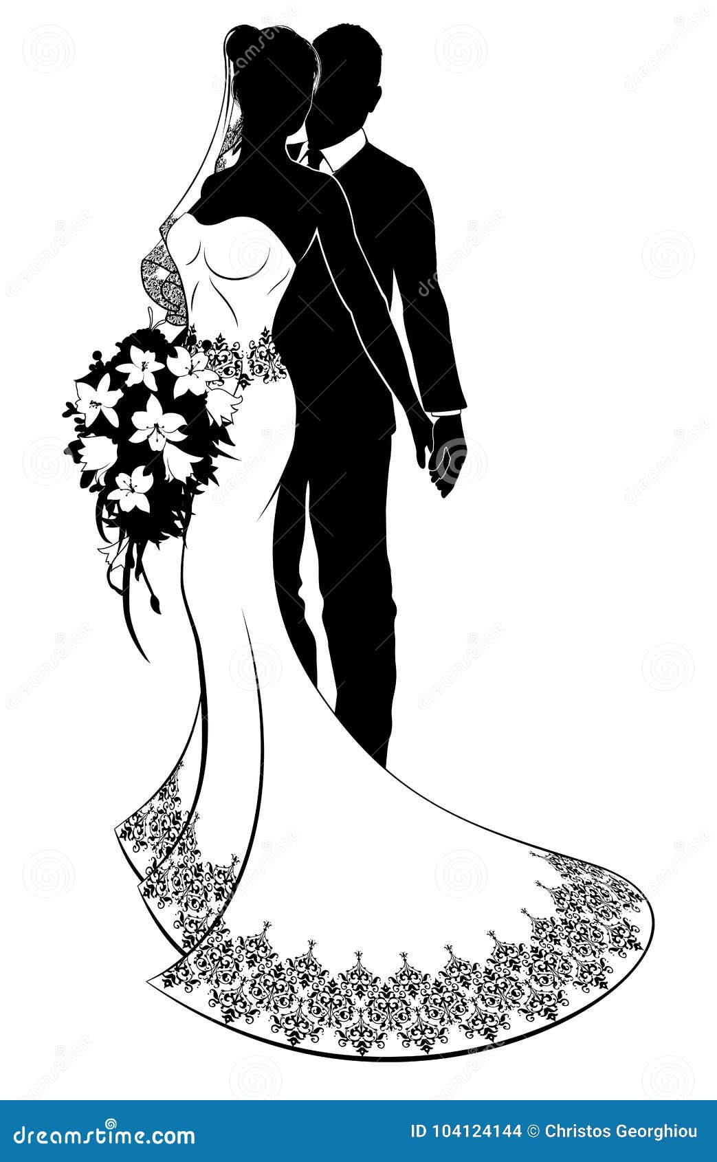 Bride And Groom Wedding Silhouette Stock Vector ...