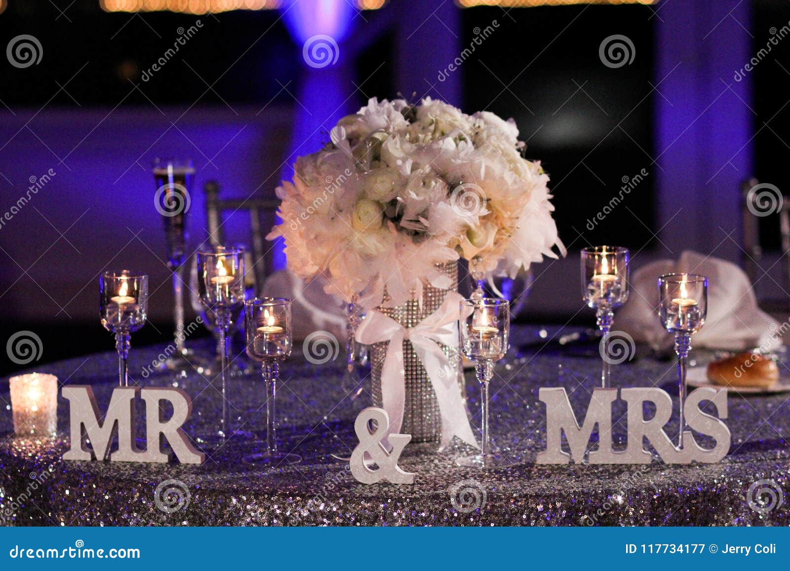 the bride and grooms table at their reception