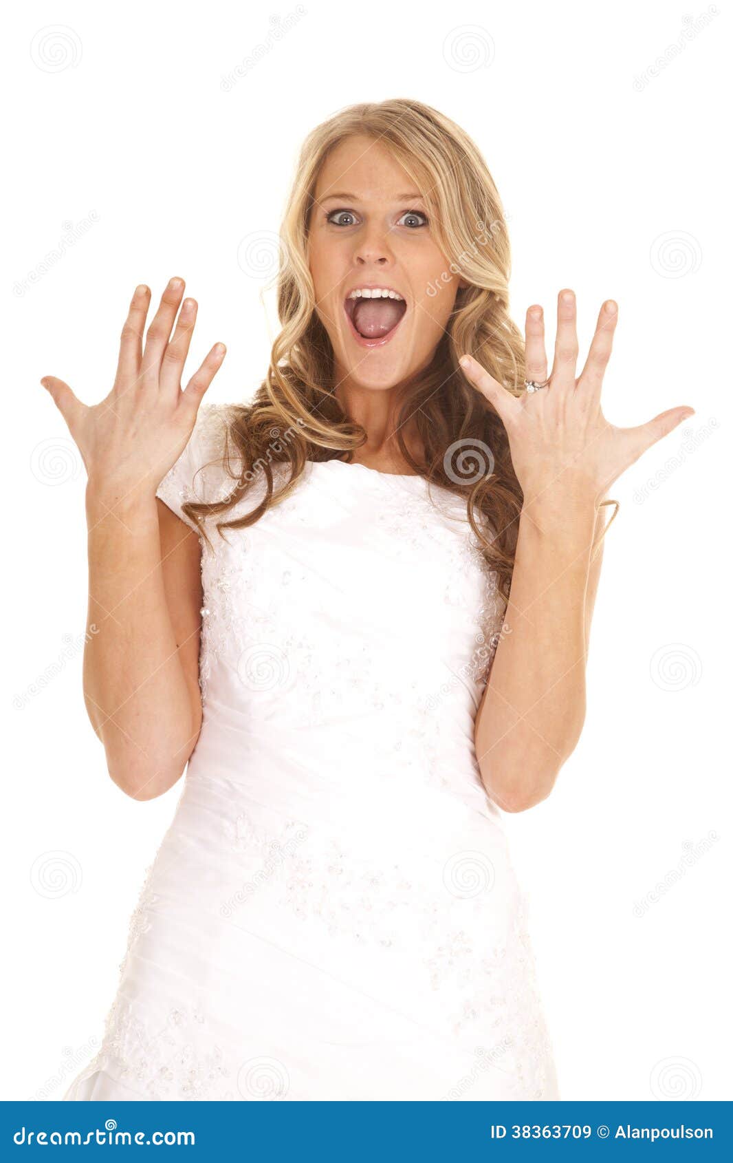 Bride Hands Up Show Ring Excited Royalty Free Stock Images 