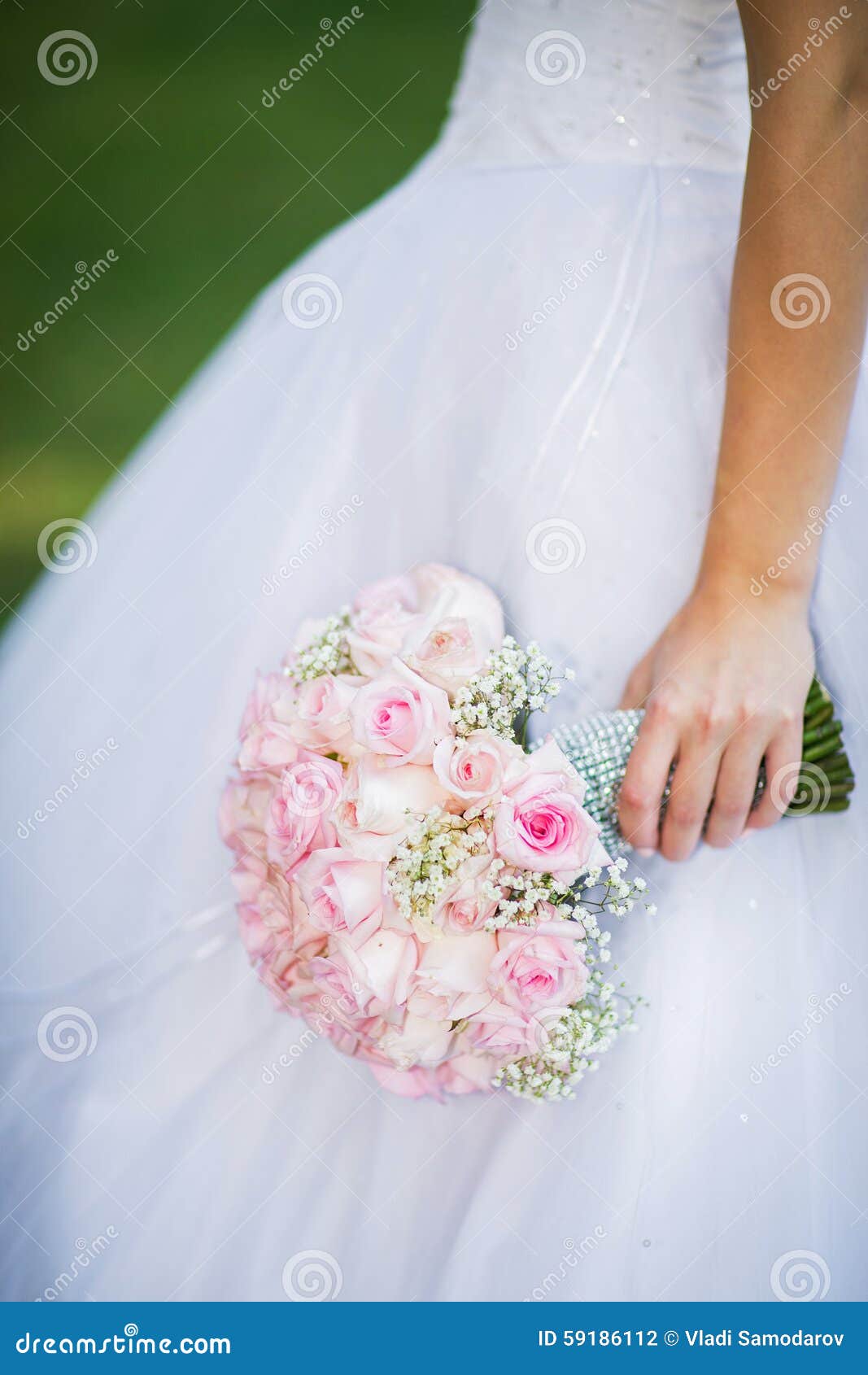 Bride Holding Wedding Bouquet of Flowers Stock Photo - Image of girl ...