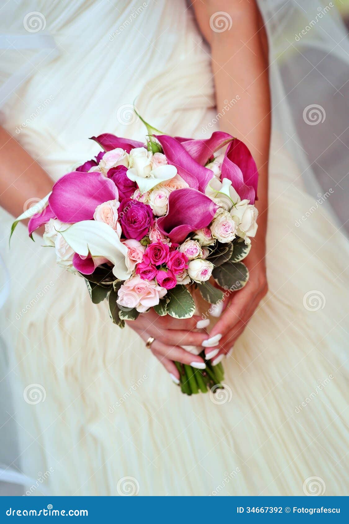 Bride Holding Wedding Bouquet Stock Photo - Image of bride, nature ...