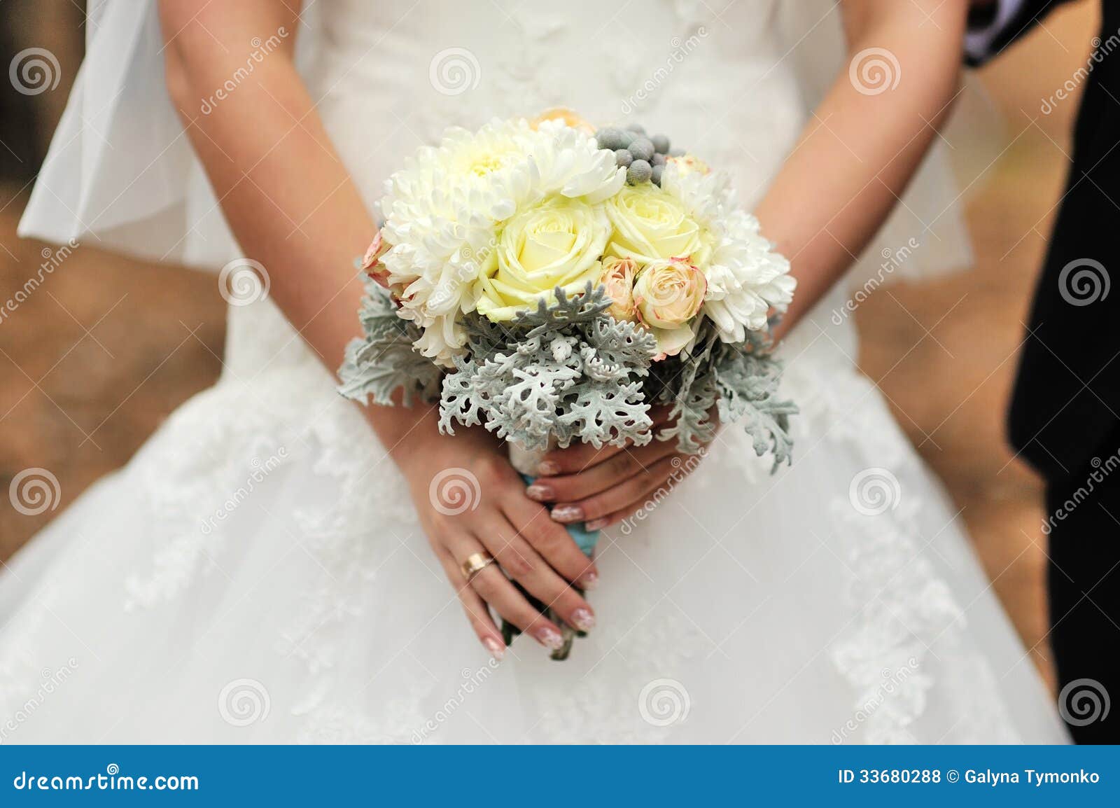 Bride Holding Wedding Bouquet Stock Photo - Image of celebration, gown ...