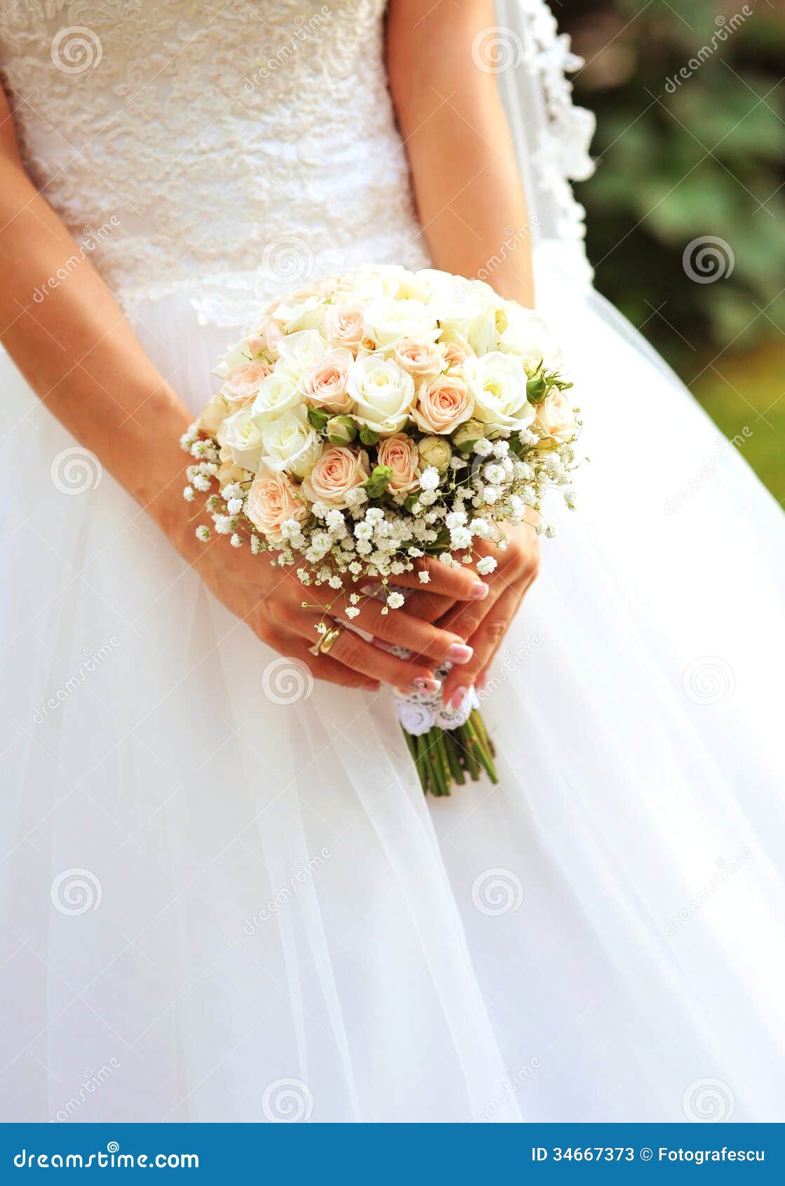 Bride Holding Wedding Flowers Stock Image - Image of decoration ...