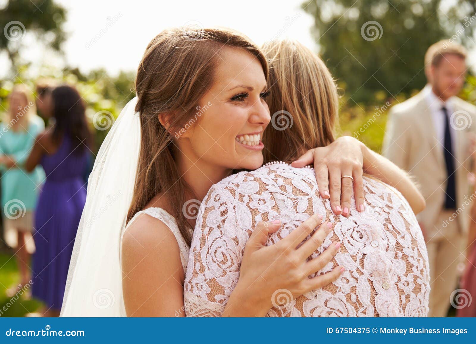 Bride Hugging Mother on Wedding Day Stock Image Image of horizontal