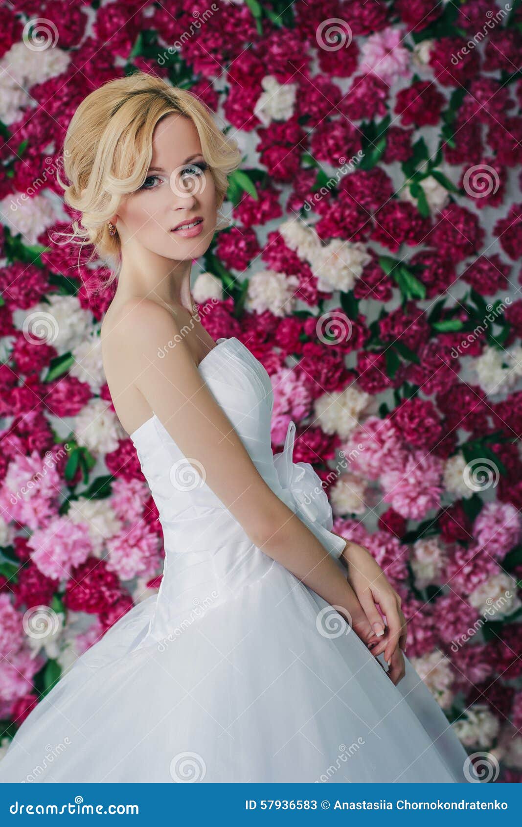 Bride on the Peony Background Stock Image - Image of bride, love: 57936583