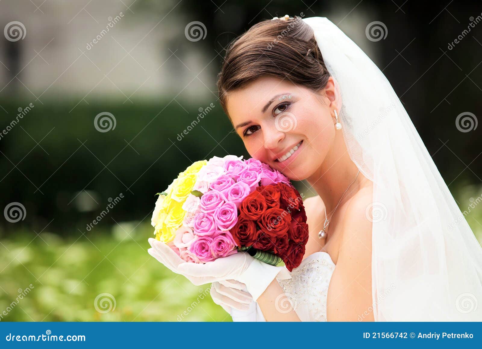 Bride Posing in Her Wedding Day Stock Photo - Image of female, grass ...