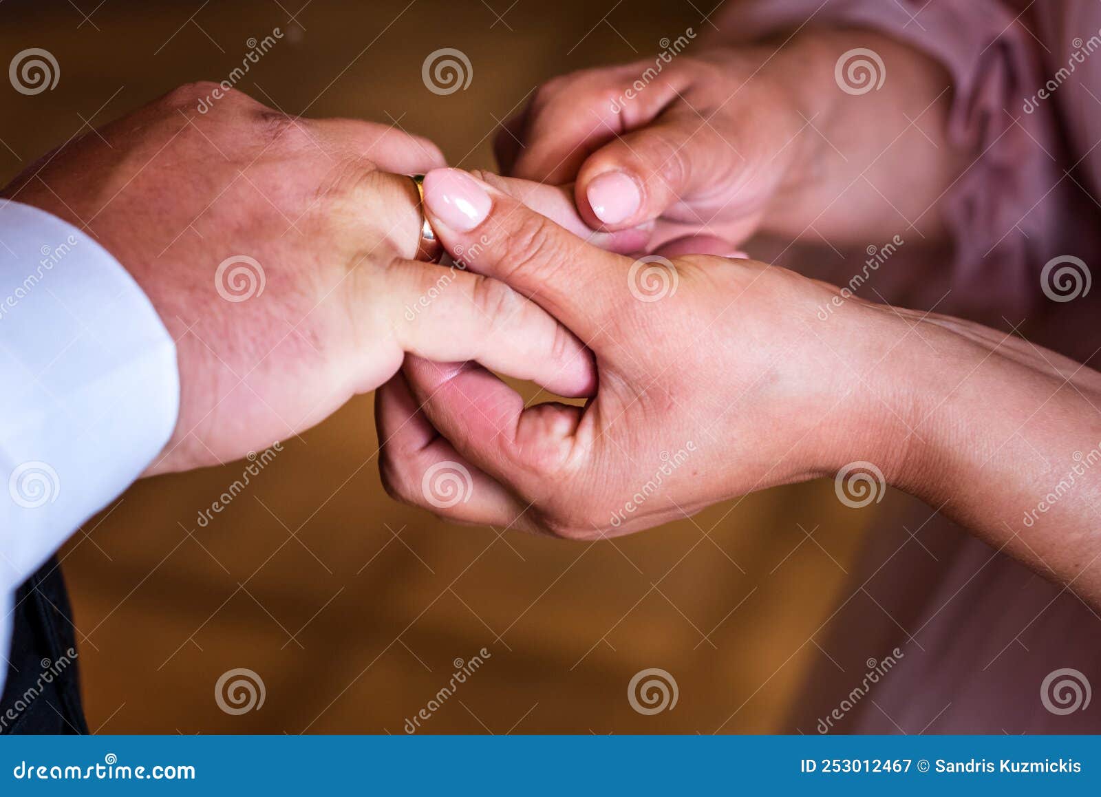 Bride Put on Wedding Ring Groom Hand Stock Image Image of ring