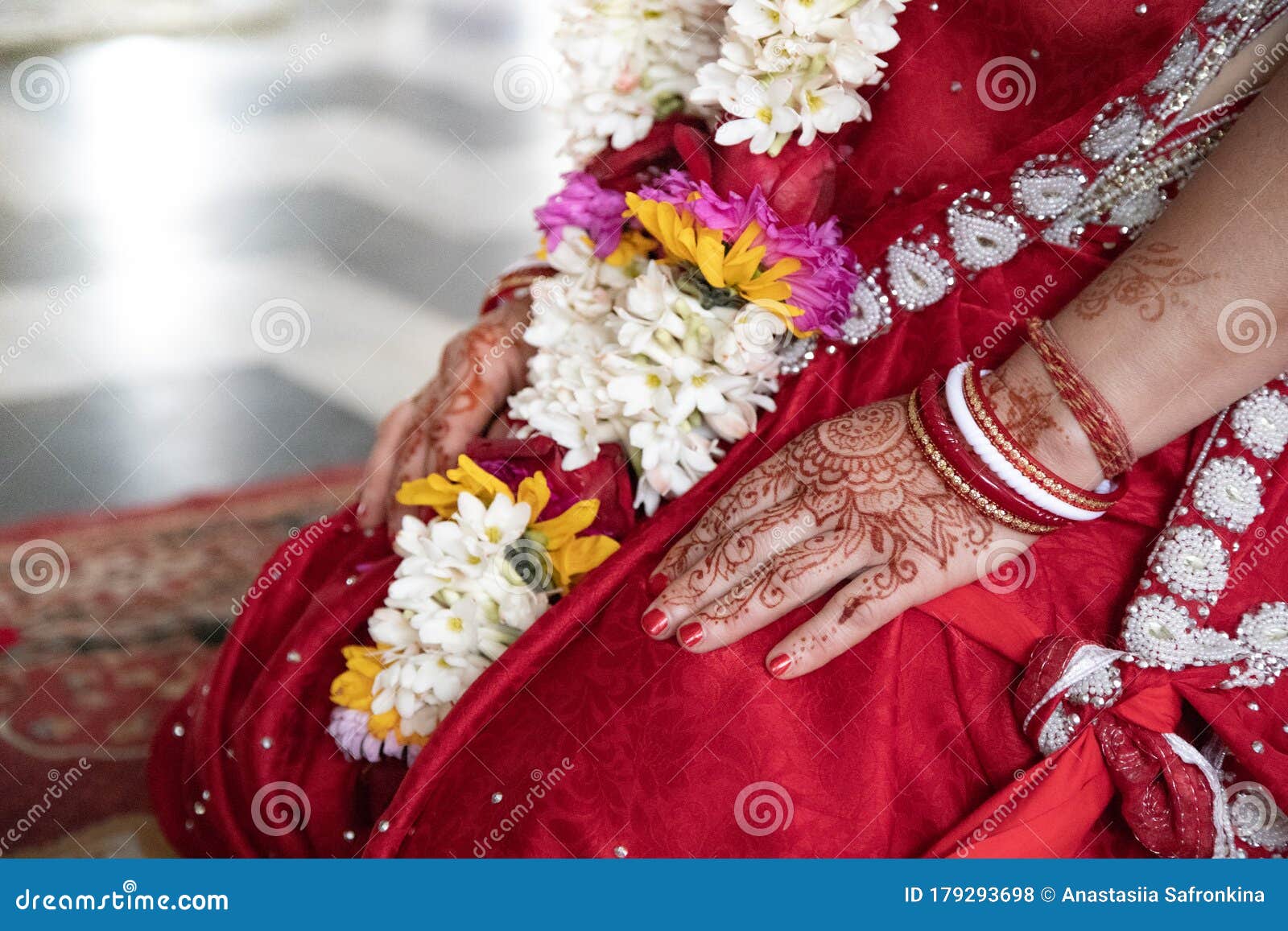 Bride in a Red Sari. Beautiful Traditional Indian Wedding Ceremony ...