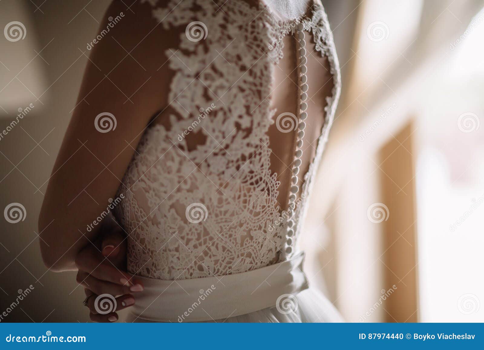 Bride`s Back Wedding Dress with Buttons Stock Photo Image of female, ceremony 87974440