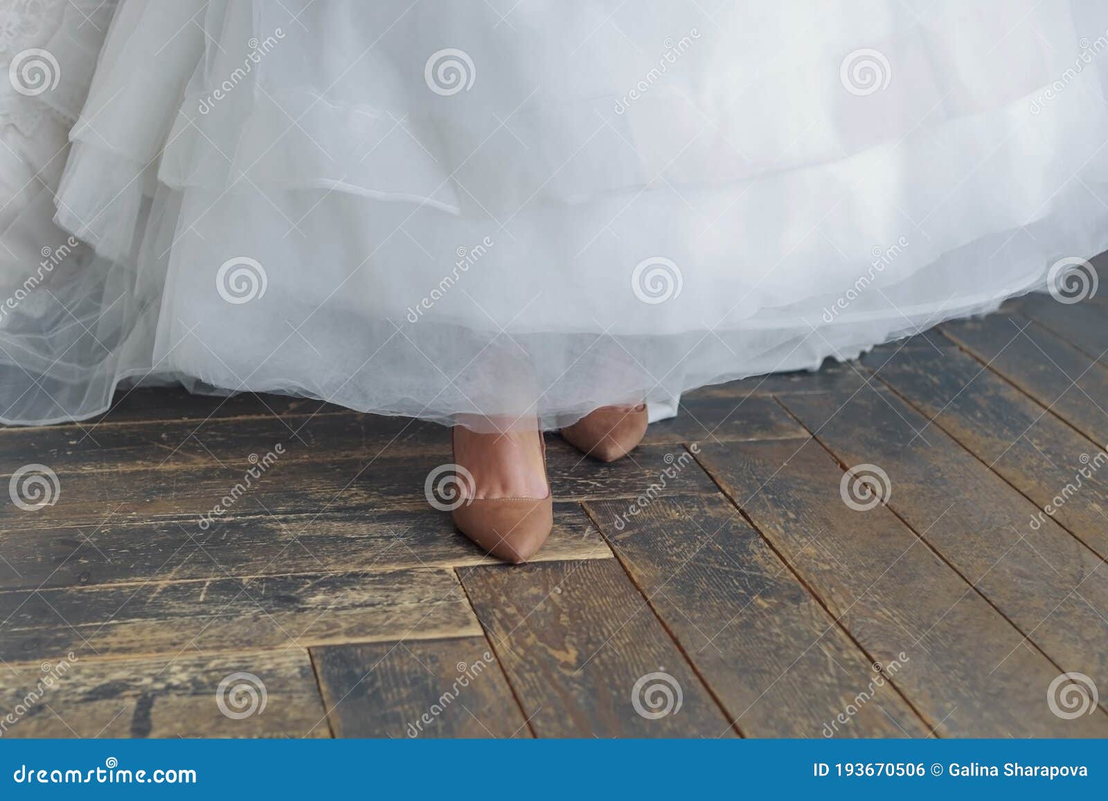 Bride`s Feet in Old Non-wedding Shoes. Forgot To Change My Shoes. Stock ...