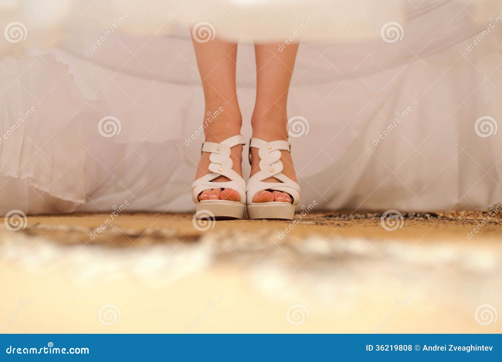 Bride S Shoes Under Wedding Dress Stock Photo - Image of fashion, plan ...