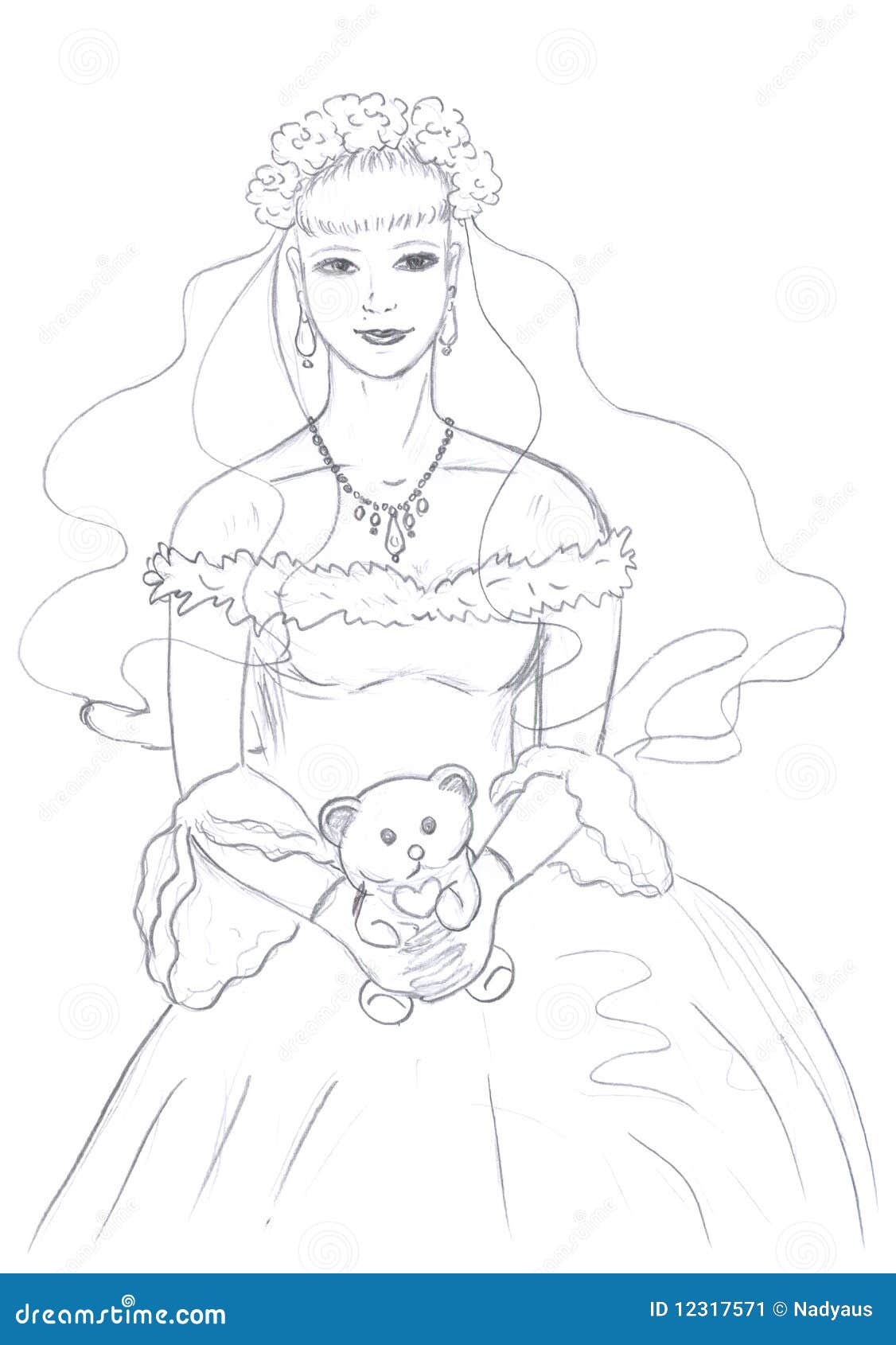 Bride sketch stock illustration. Illustration of veil - 12317571