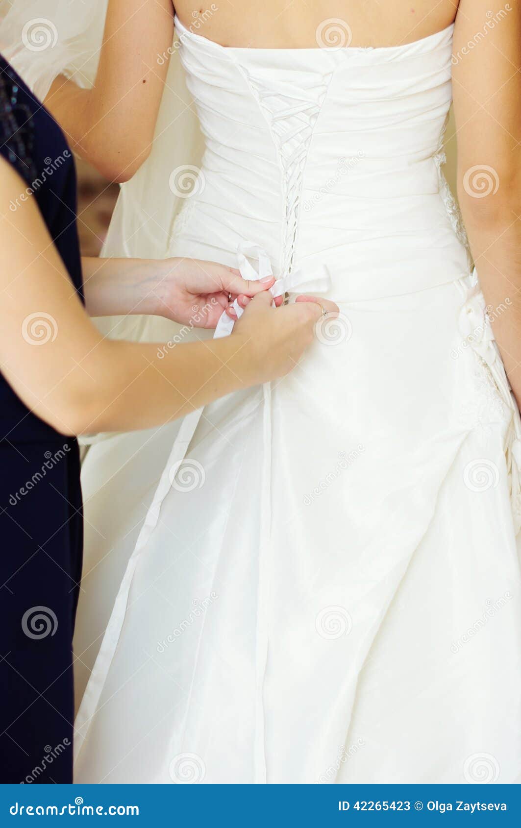 Bride To Put a Wedding Dress on Stock Image Image of satin, marry 42265423