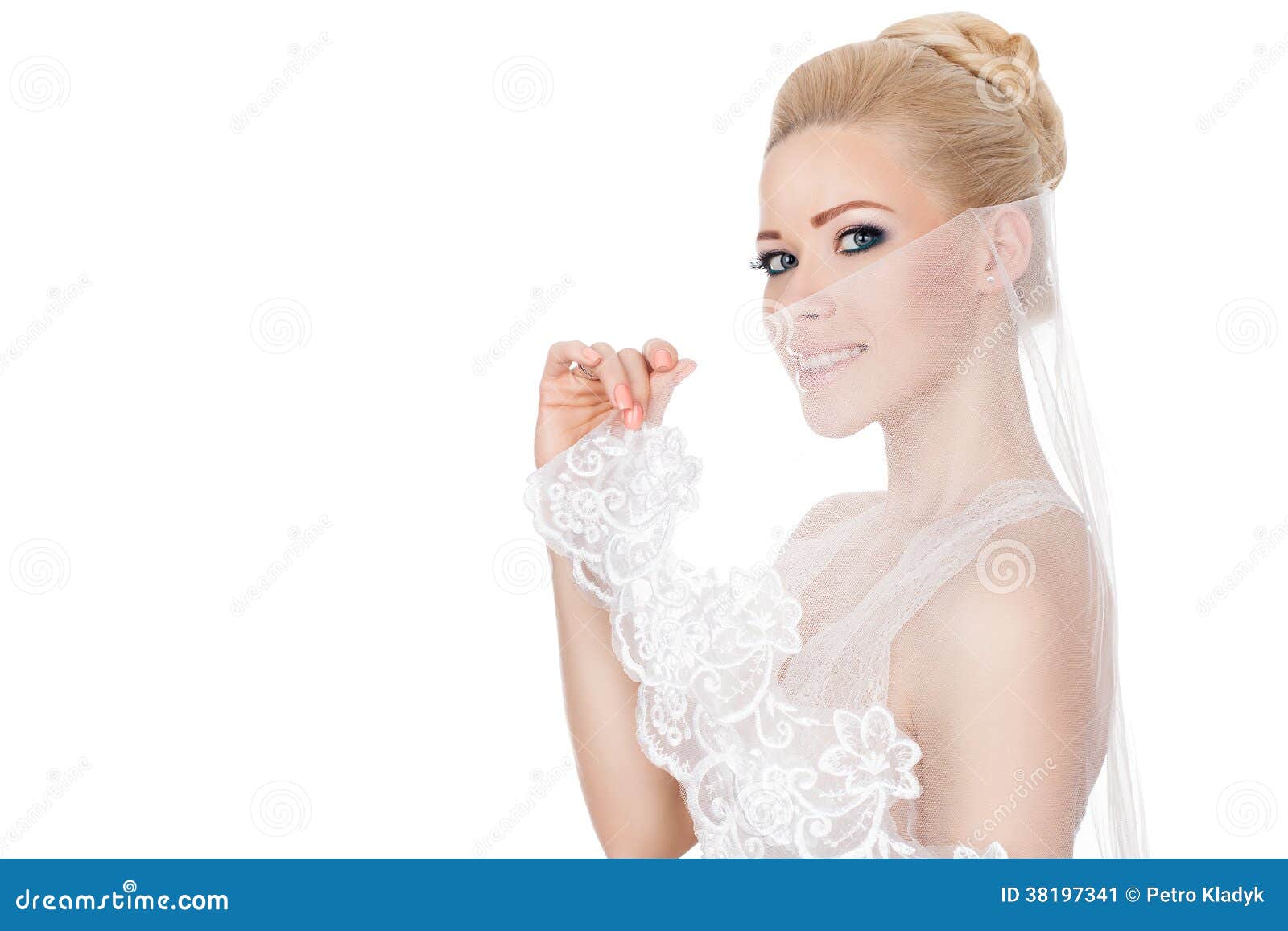 Bride Veil Covers Her Face. Stock Image Image of female, isolated