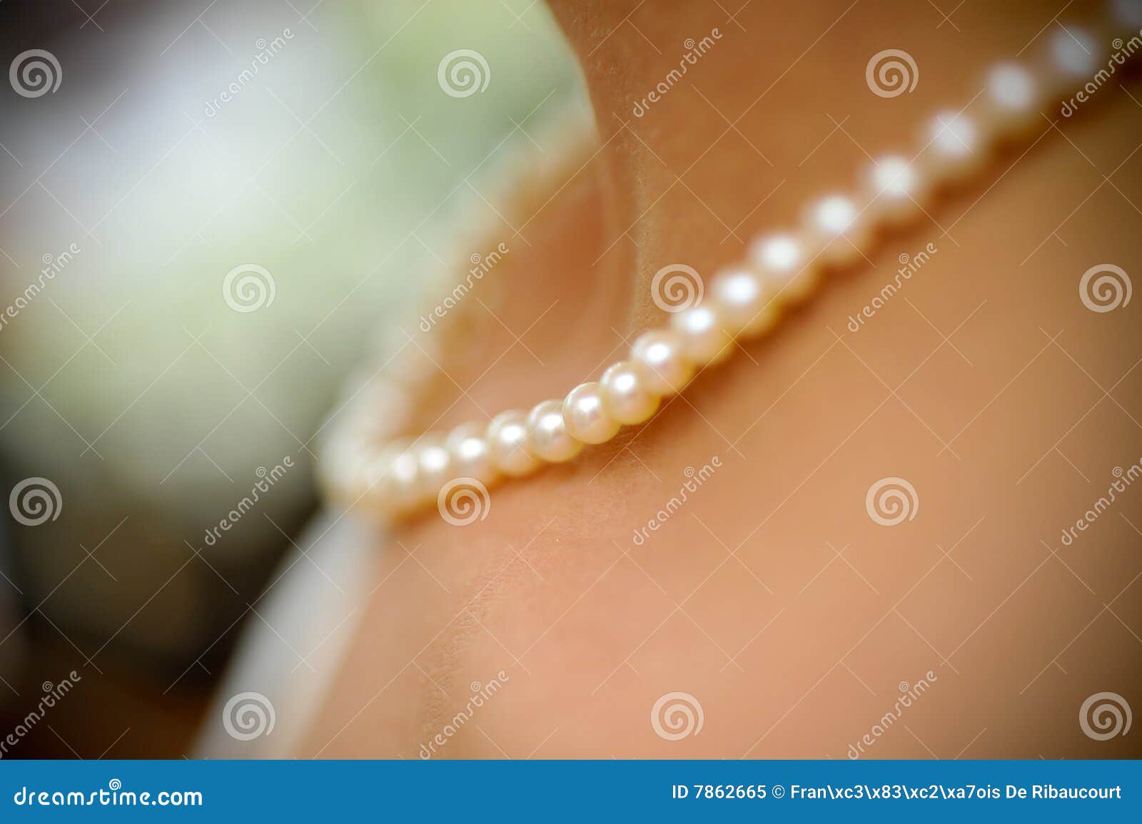 Bride Wearing Pearl Necklace Stock Image Image of view, wedding 7862665