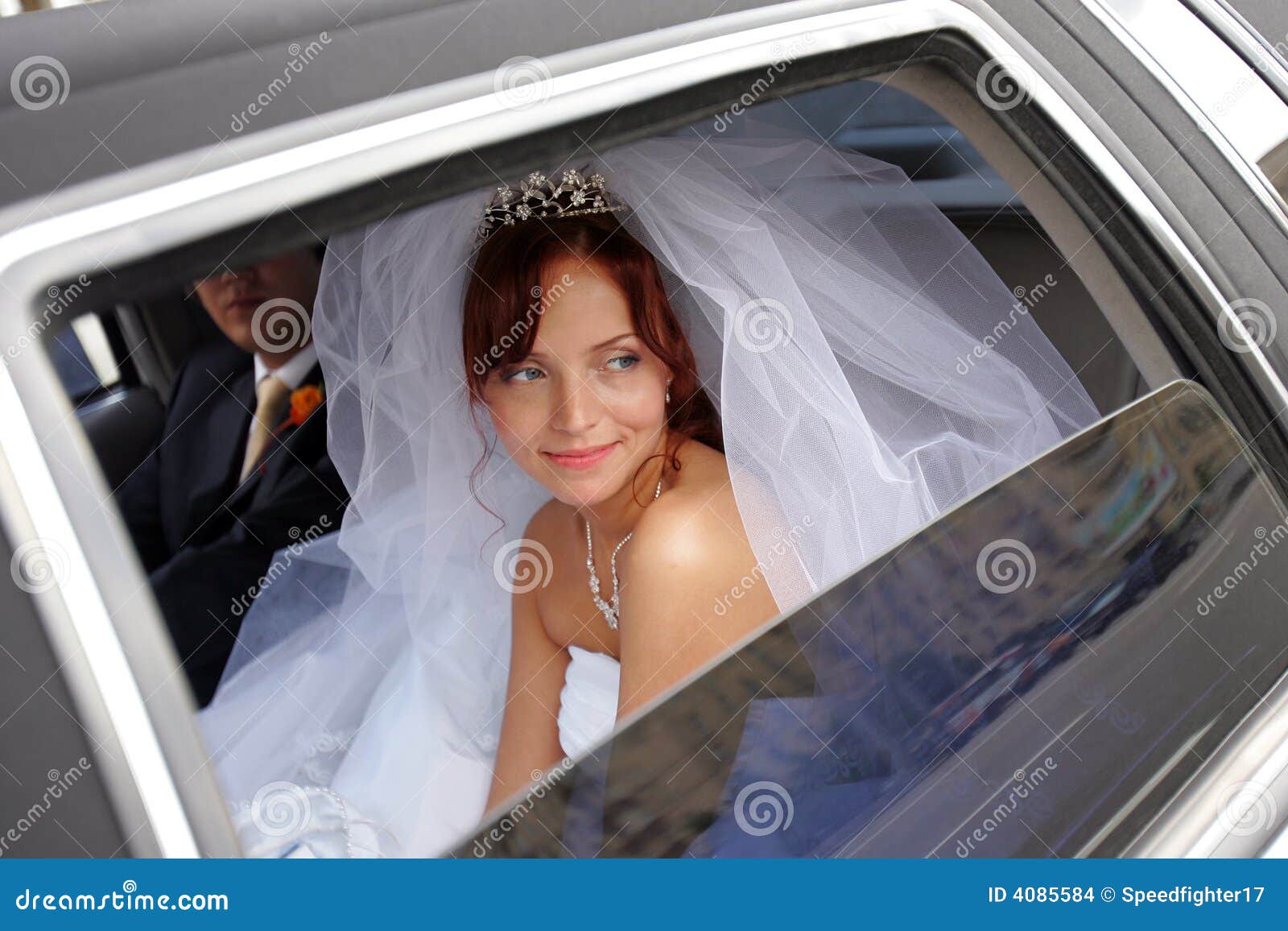 Bride in Wedding Car stock photo. Image of wedding, 4085584