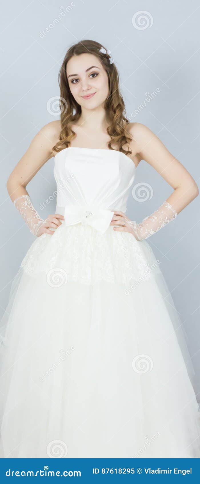 Beautiful Bride on White Background. Dress Stock Image - Image of ...