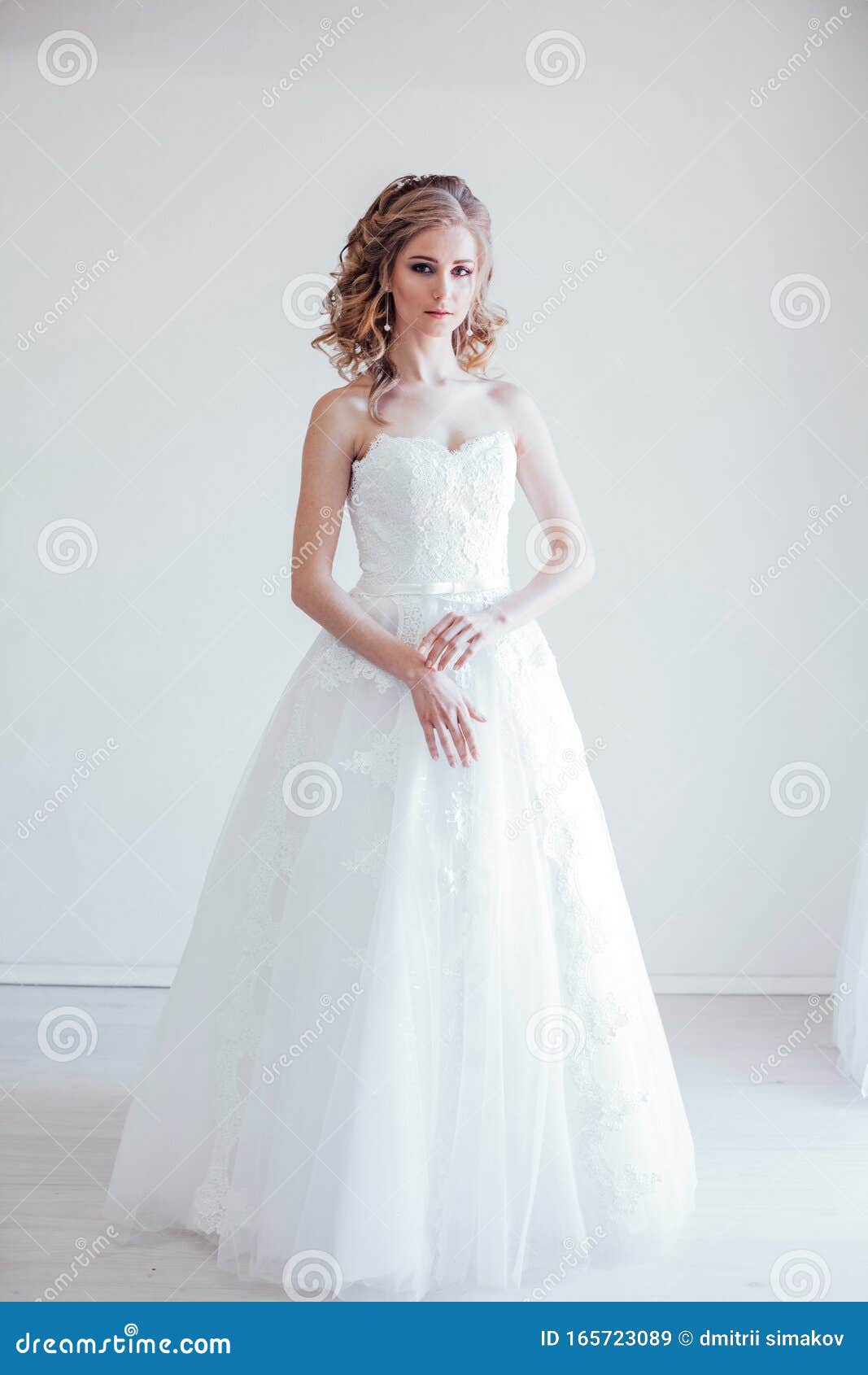 Bride in White Dress before Wedding Style Stock Image - Image of bride ...