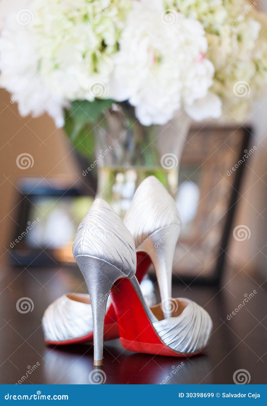 Brides red sole high heels stock image. Image of woman - 30398699