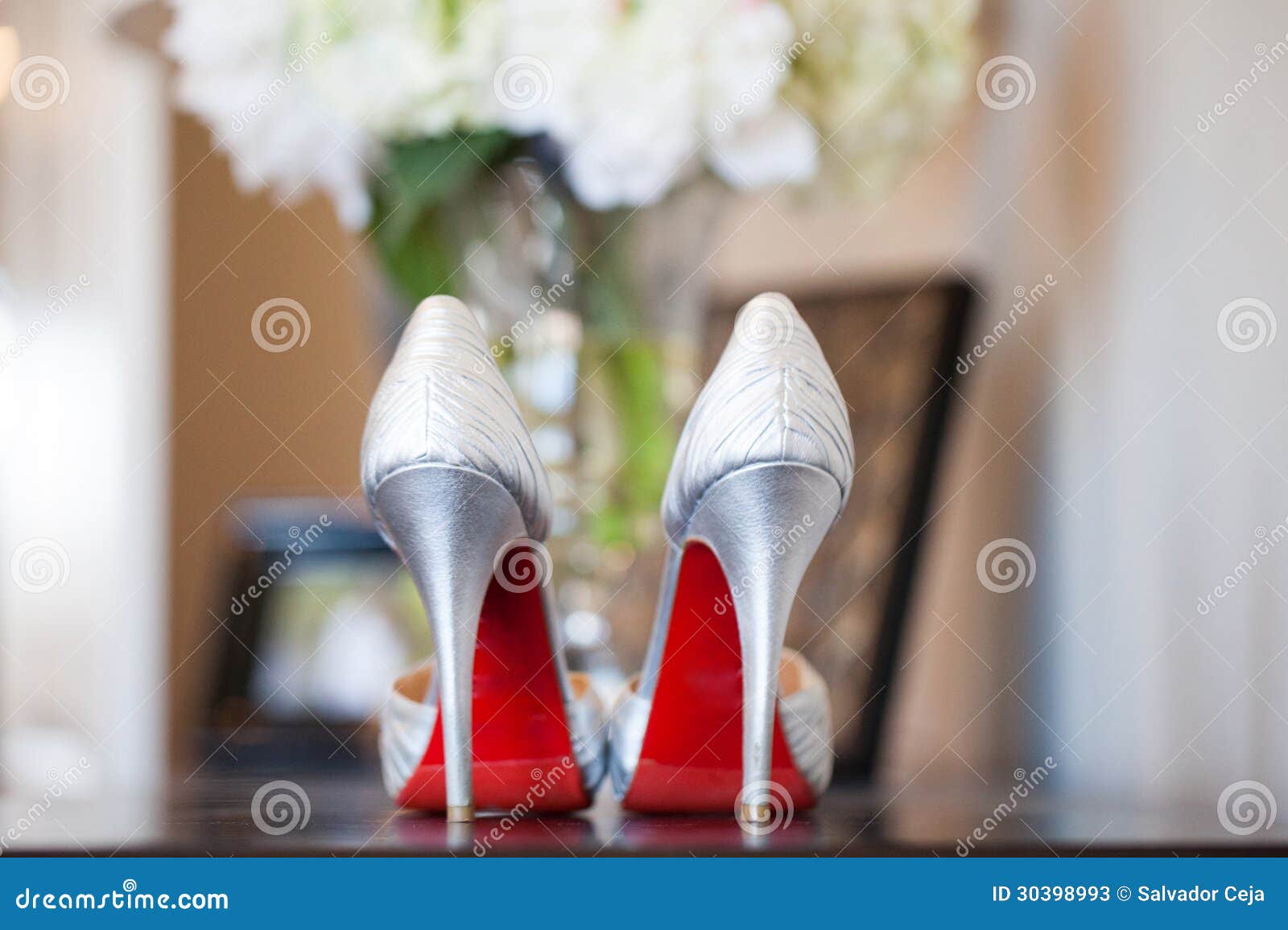 Brides red sole high heels stock image. Image of silver - 30398993