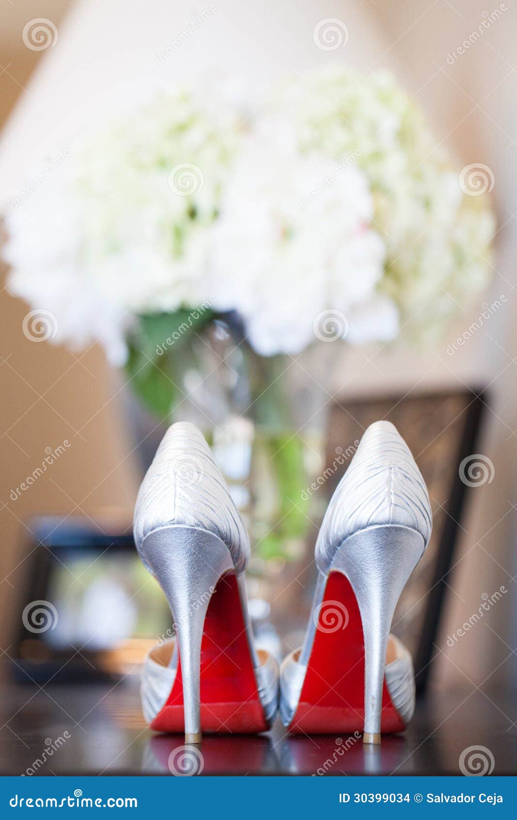 Brides red sole high heels stock photo. Image of celebration - 30399034