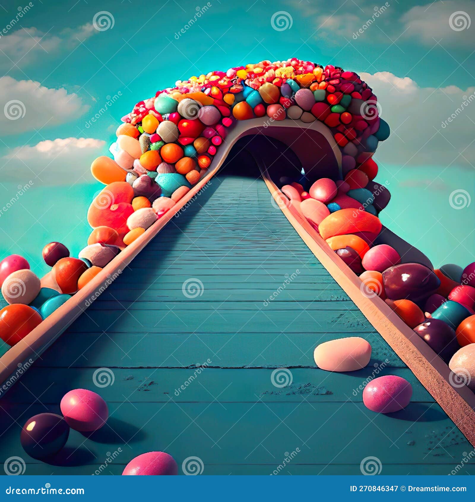 Bridge of candy stock illustration. Illustration of inflatable 270846347