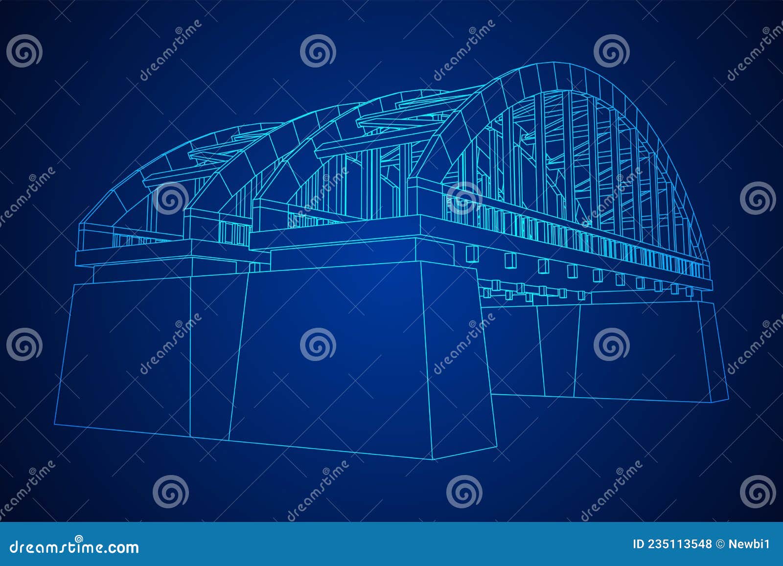 Bridge Connection Structure. Wireframe Low Poly Mesh Stock Vector