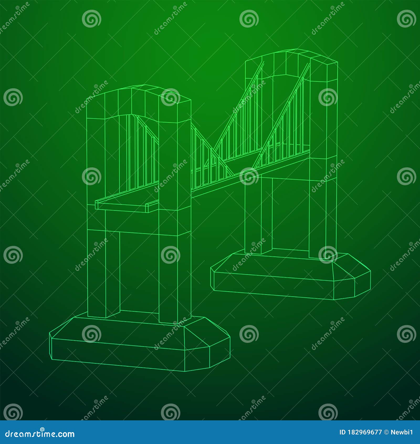 Bridge Connection Structure Wireframe Stock Vector Illustration of