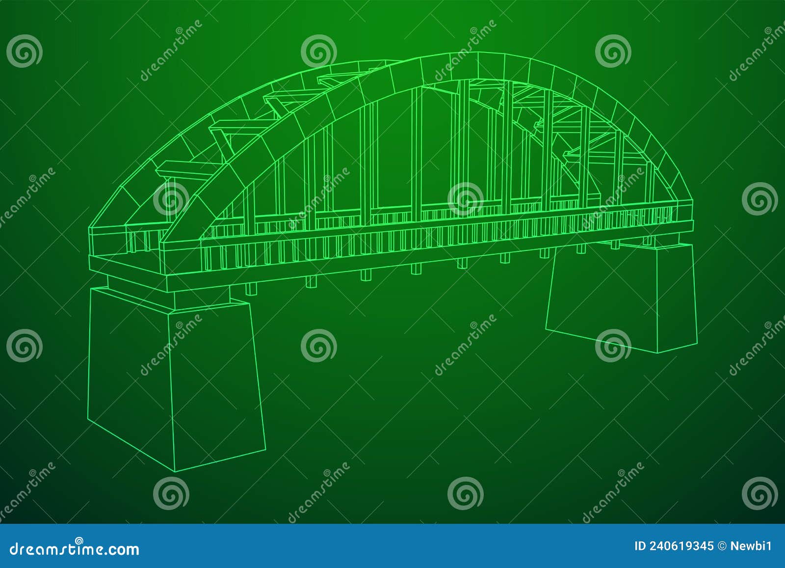 Bridge Connection Structure. Wireframe Low Poly Mesh Stock Vector