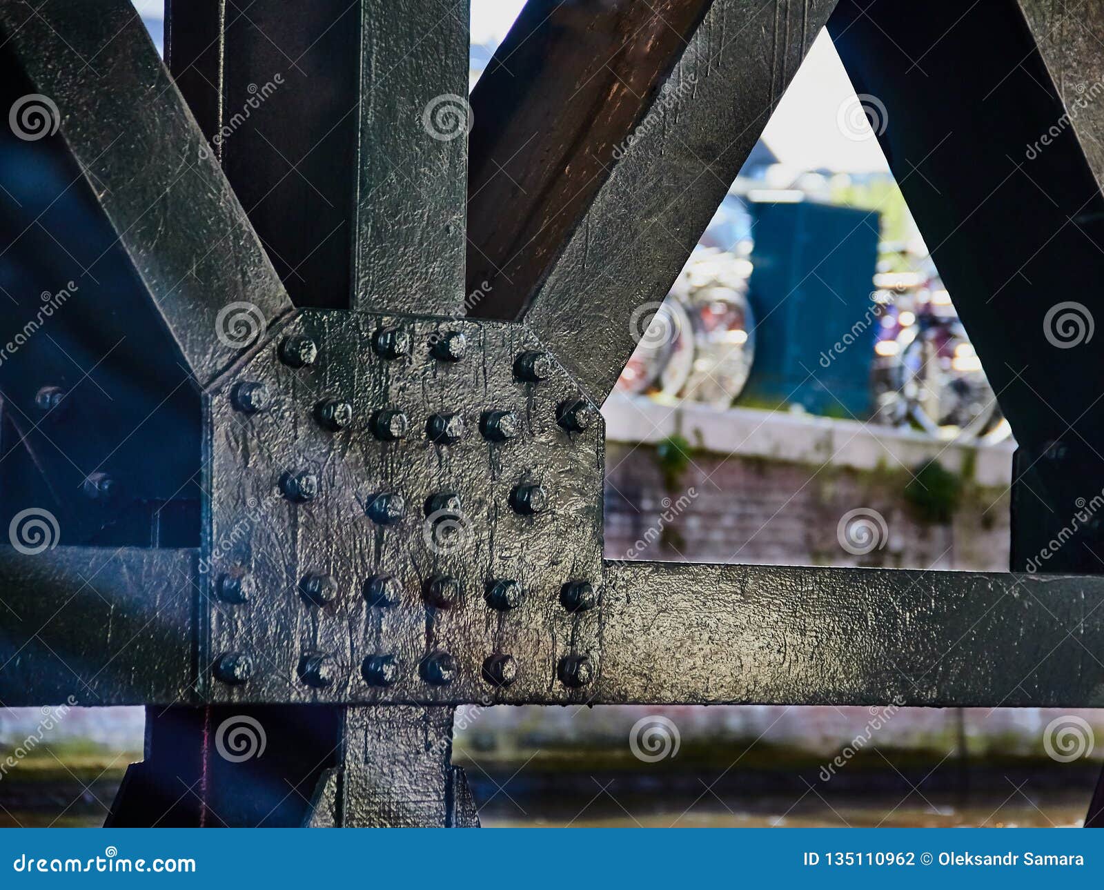 Bridge Construction on Rivets Above the Canal Stock Photo Image of