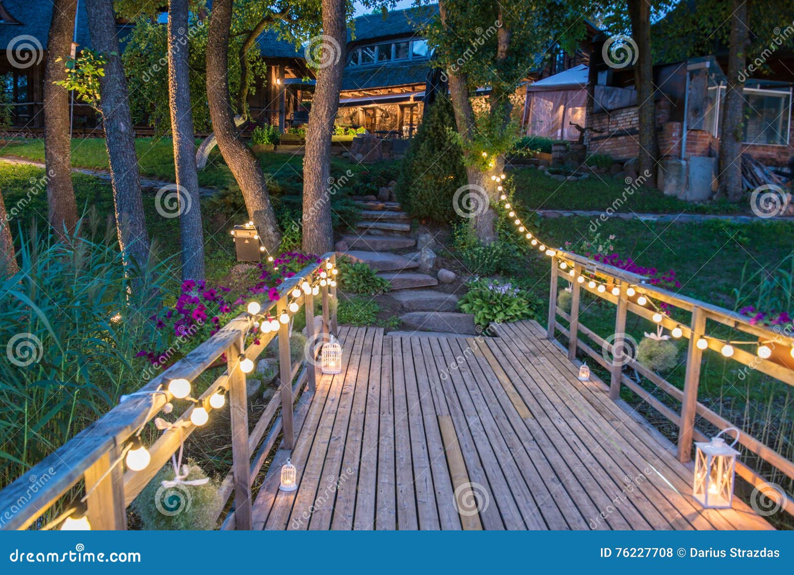 Bridge Decorated for Wedding Stock Photo Image of reception, setting