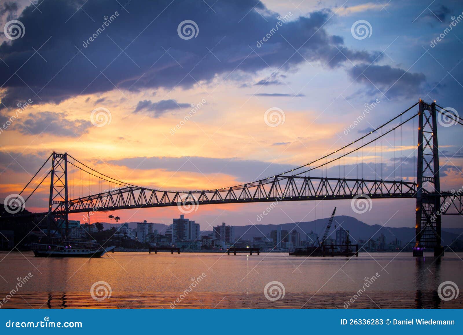 bridge in florianopolis at sunset