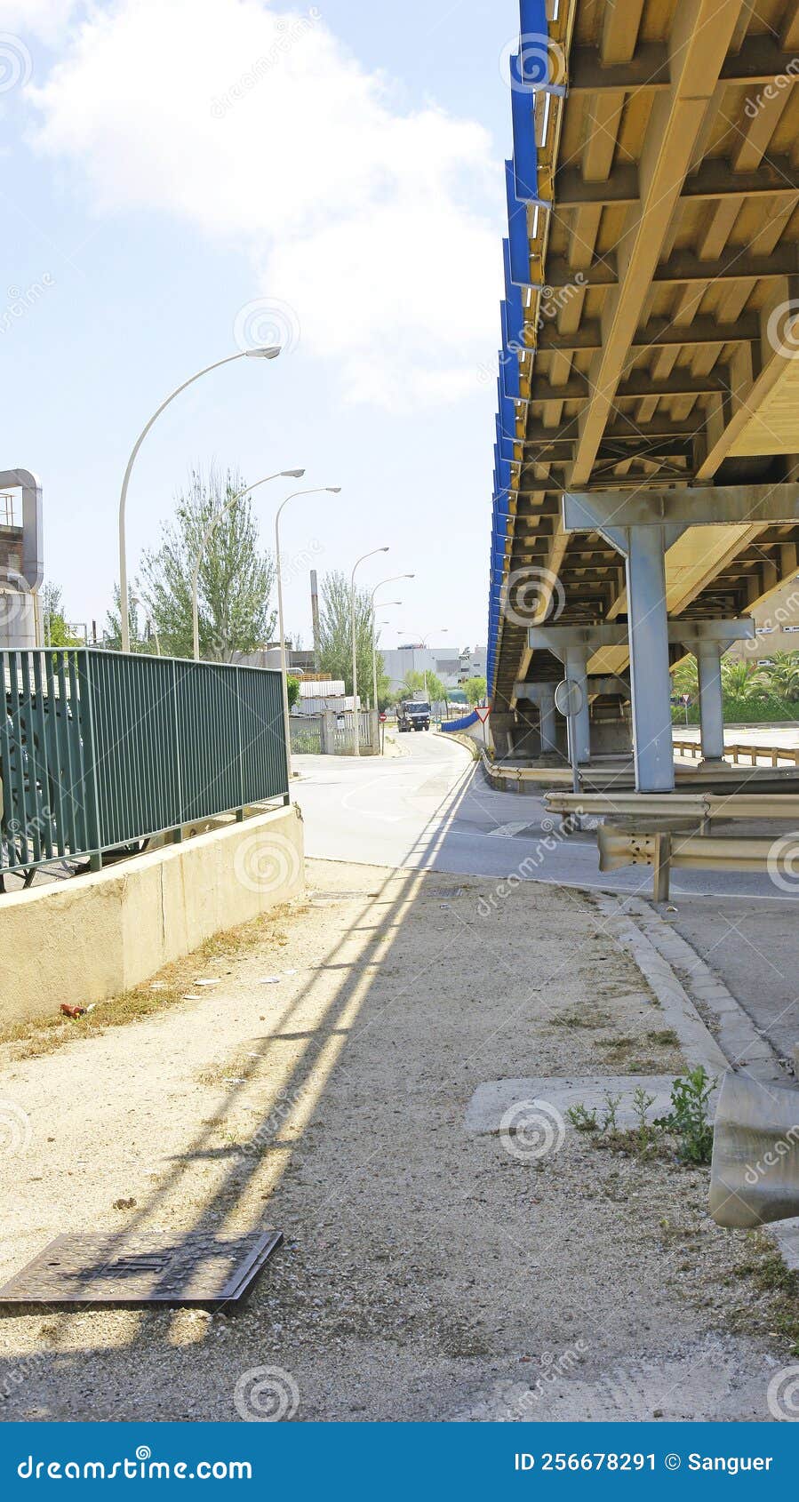 bridge of a highway in the zona franca of barcelona