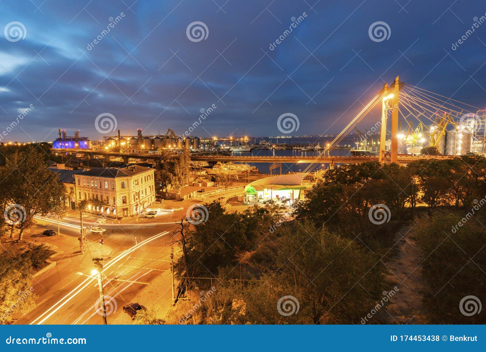 Bridge in Odessa stock photo. Image of night, cityscape 174453438