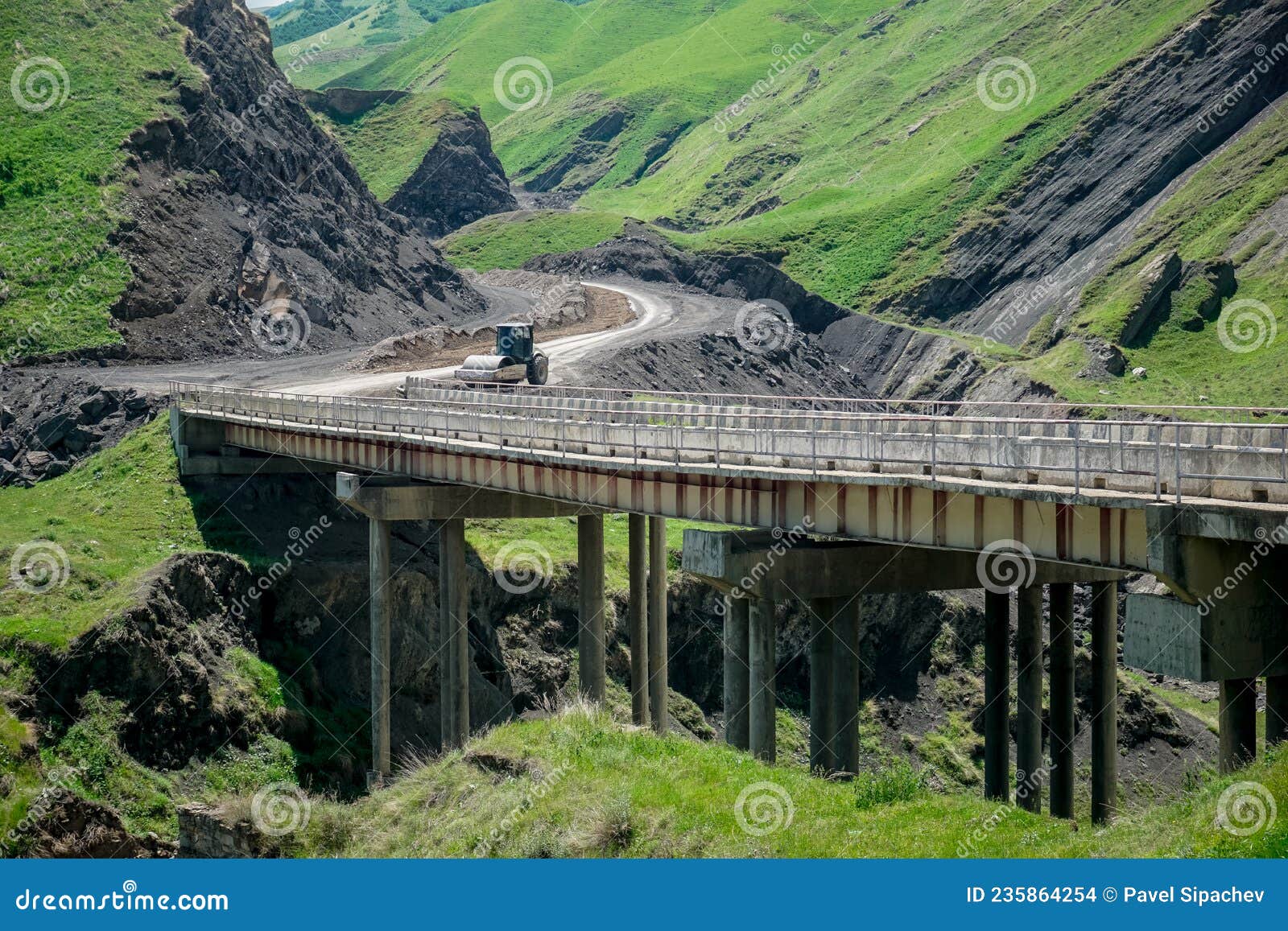 Bridge Over the River in the Mountains of Dagestan Stock Photo Image