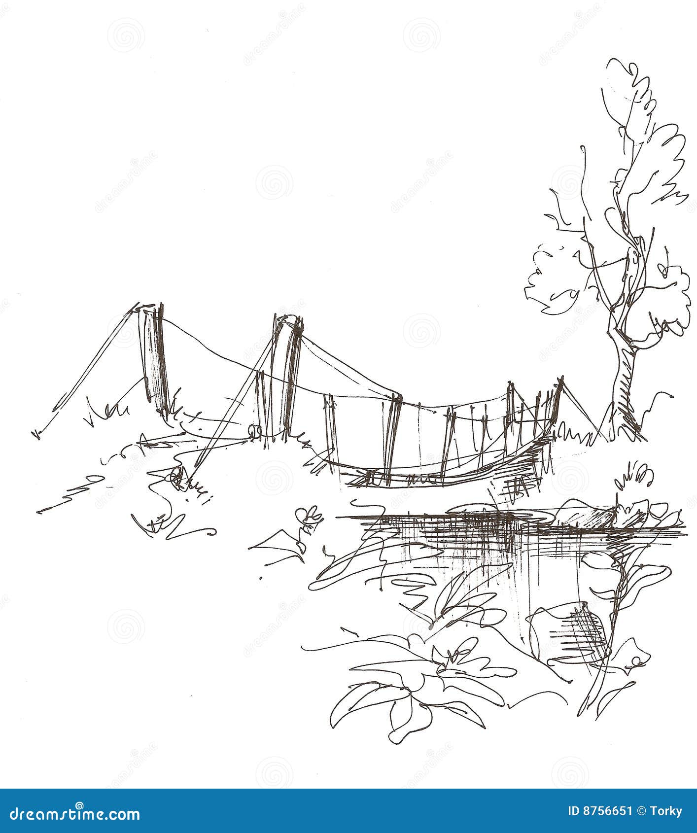 100,000 Bridge over the river drawing Vector Images | Depositphotos