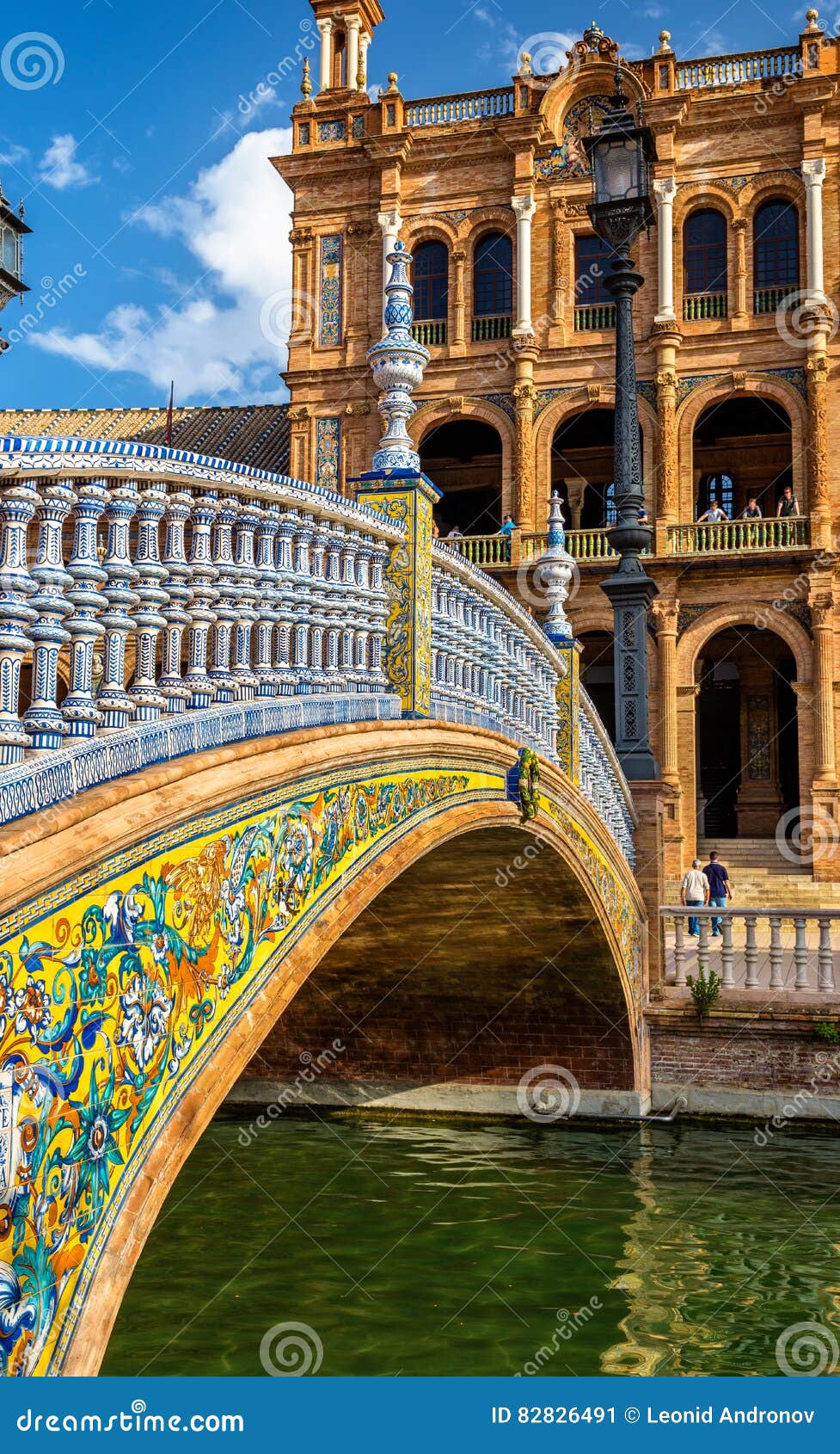 bridge at the plaza de espana in seville, spain