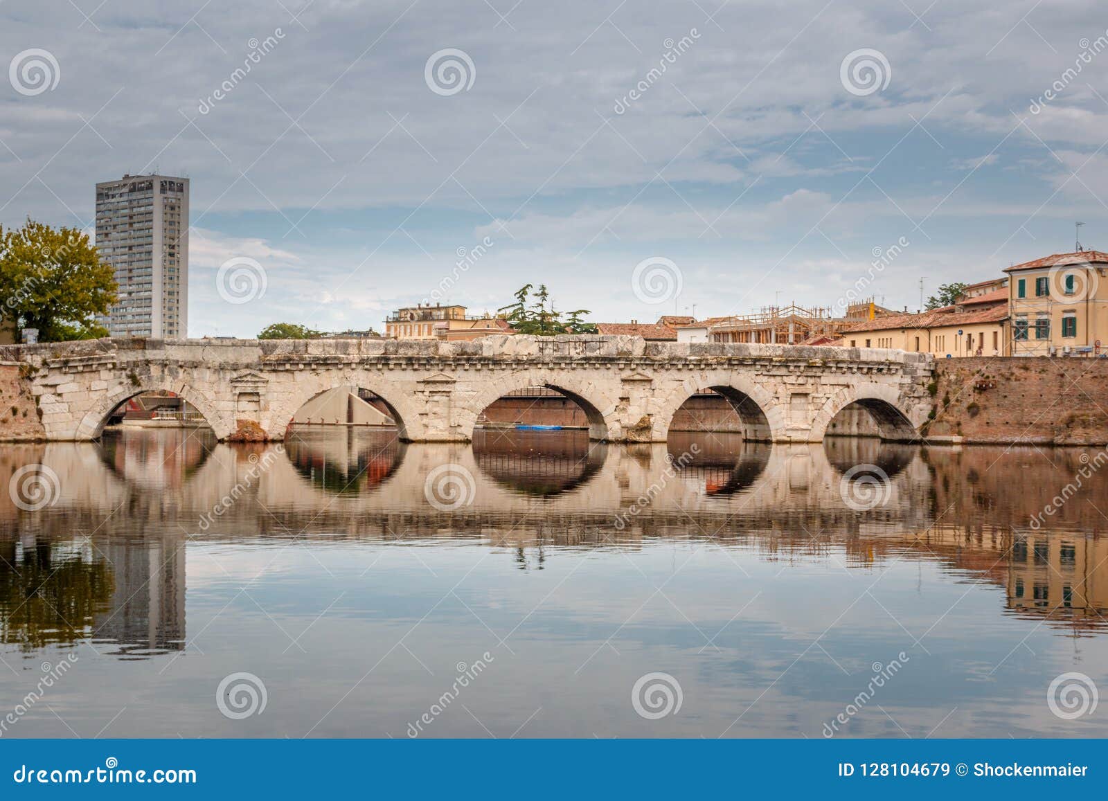 the bridge ponte d `augusto in rimini, italy