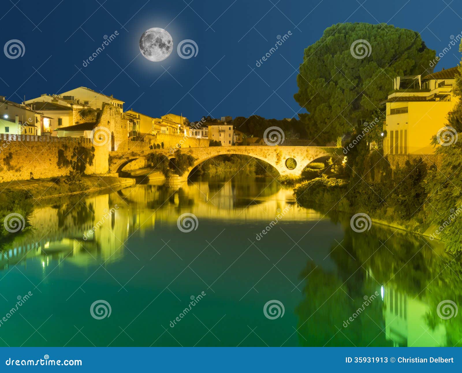 bridge in prato, tuscany, italy,