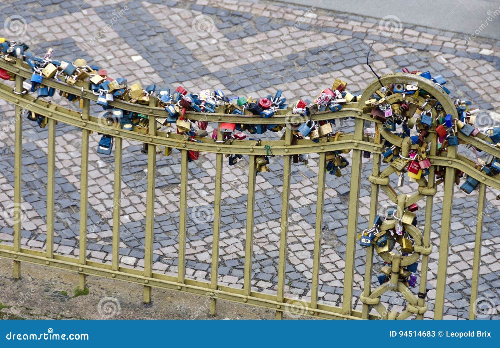Bridge Railing with Padlocks at Prague Stock Image Image of banister