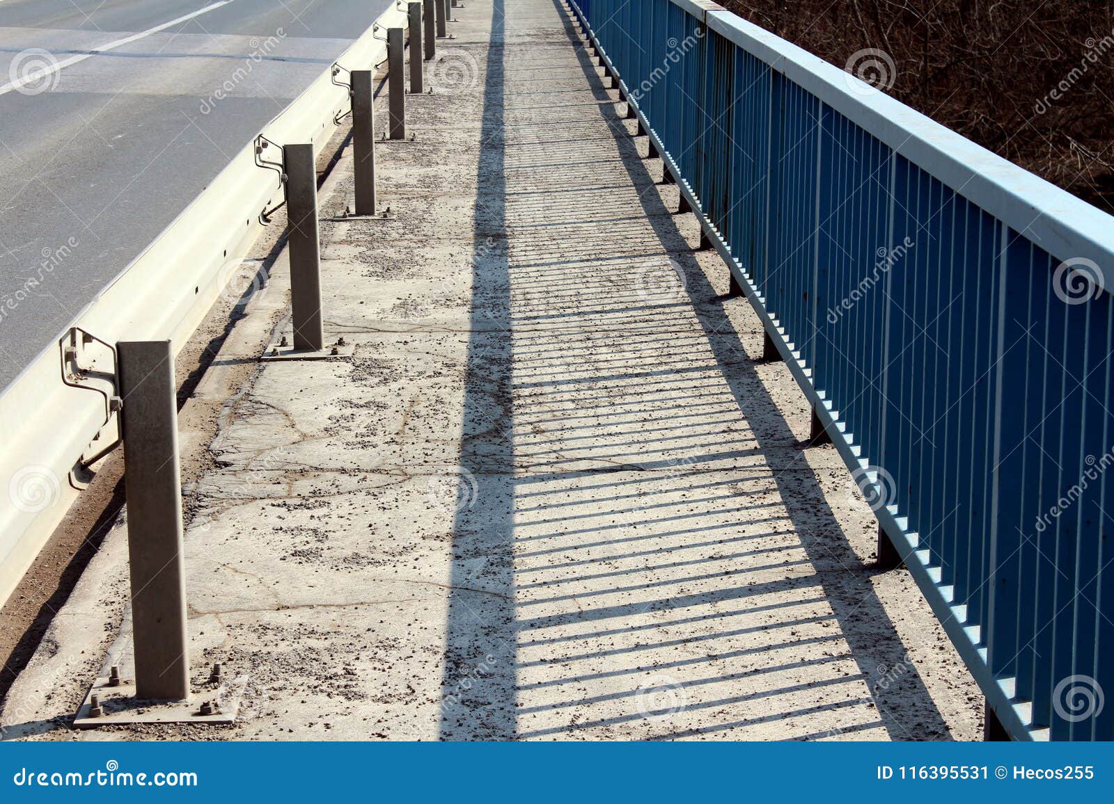 Bridge Sidewalk with Guardrail and Fence Stock Image - Image of warm ...