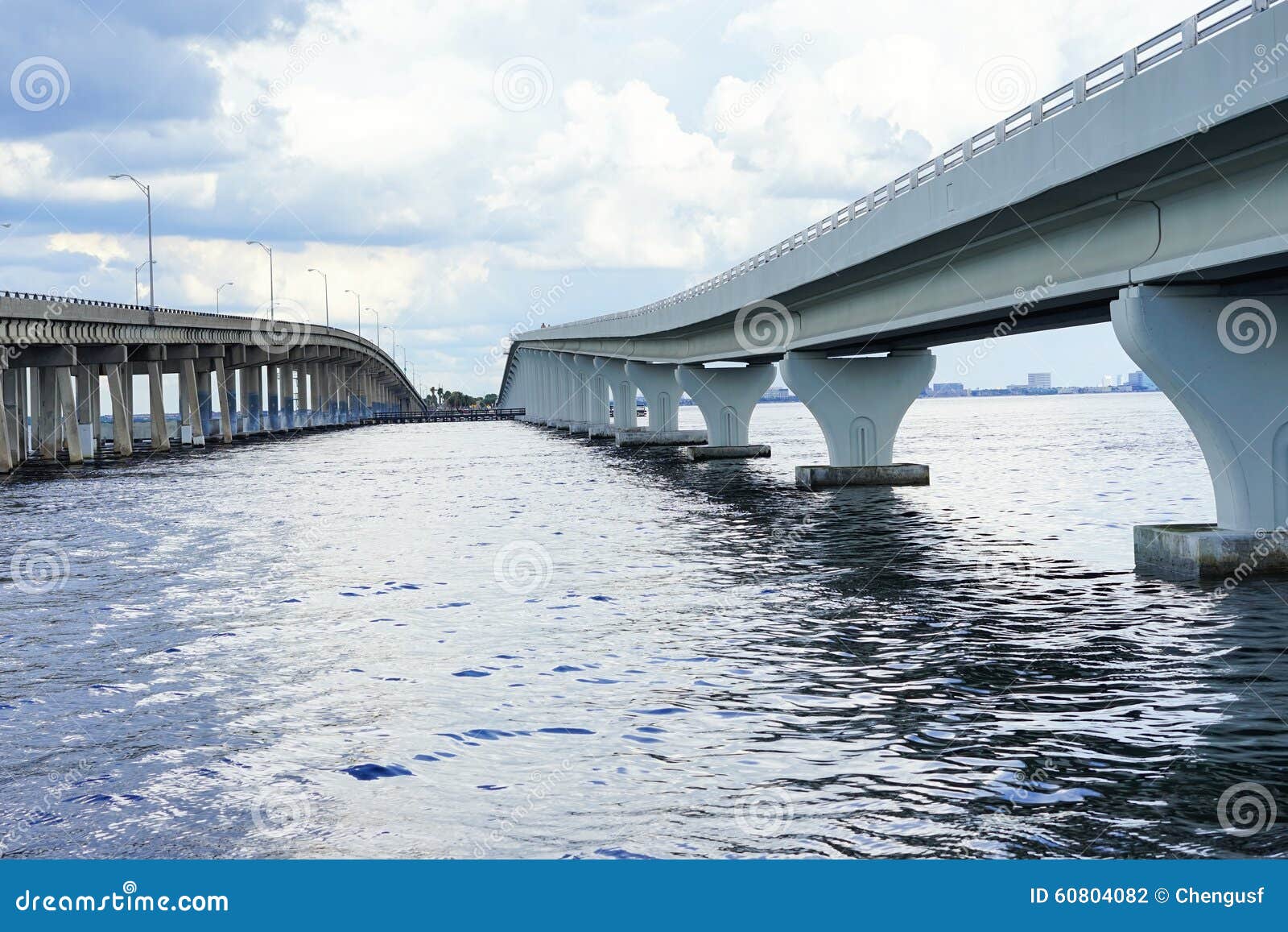 A bridge at tampa bay stock photo. Image of lamppost 60804082