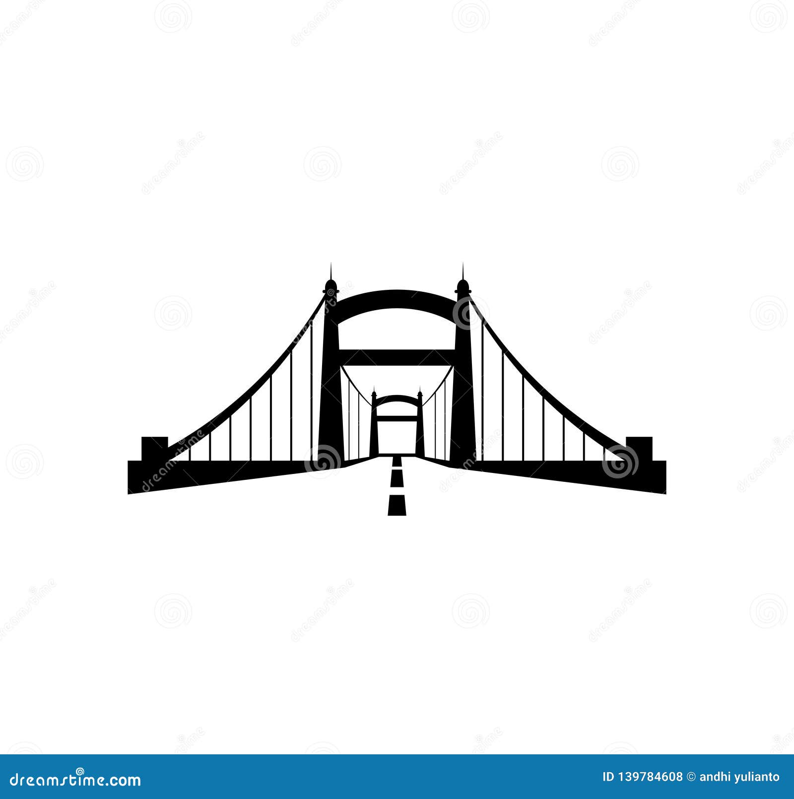 Bridge with Tower Suspension Vector Icon Logo Illustration Stock