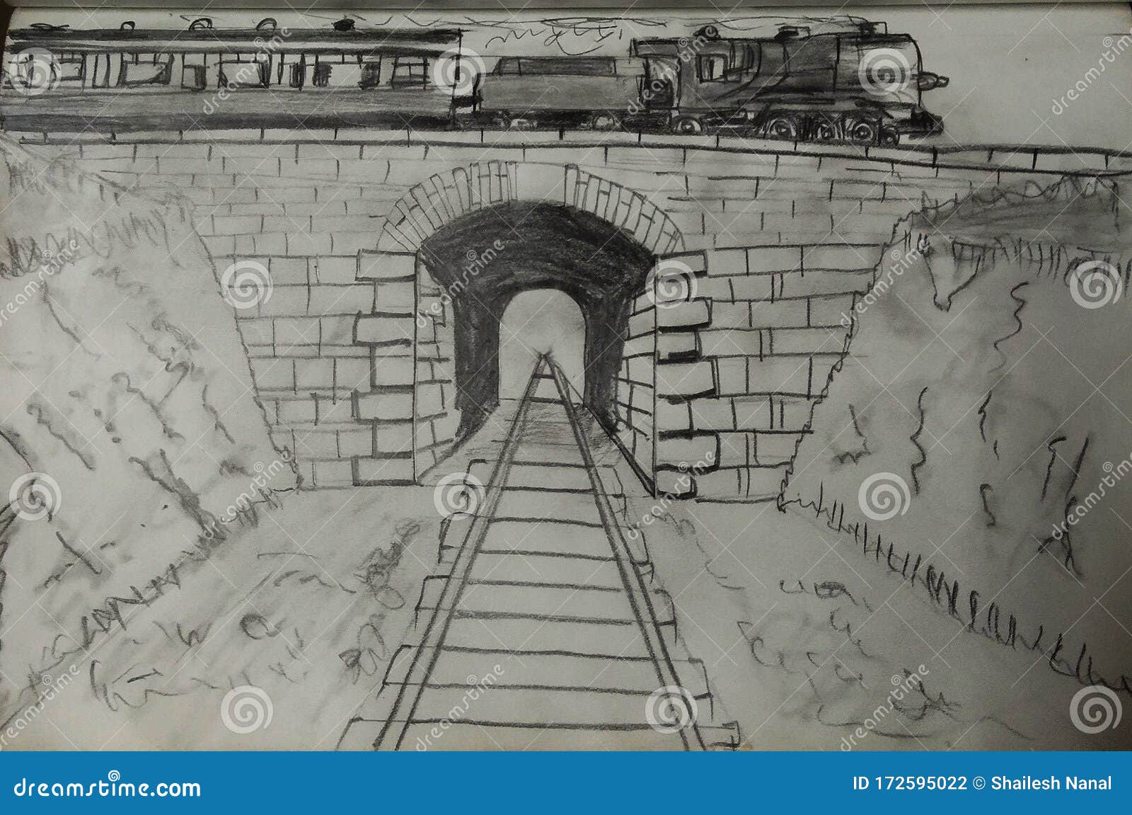 Original Drawing of Aerial view of Verrazano Narrows Bridge