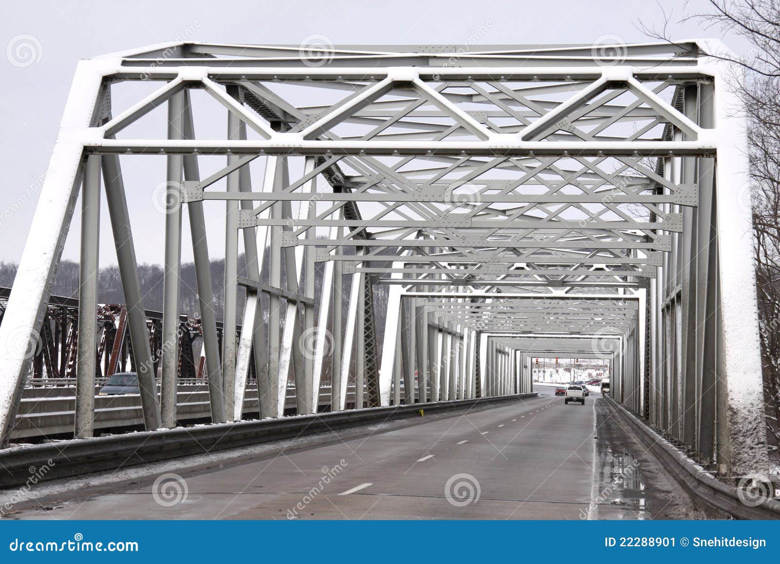 Bridge in the winter stock image. Image of steel, snow 22288901