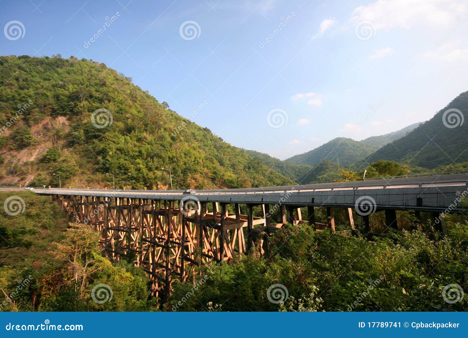Bridge With Wooden Stilt Across The Valley. Stock Image Image of