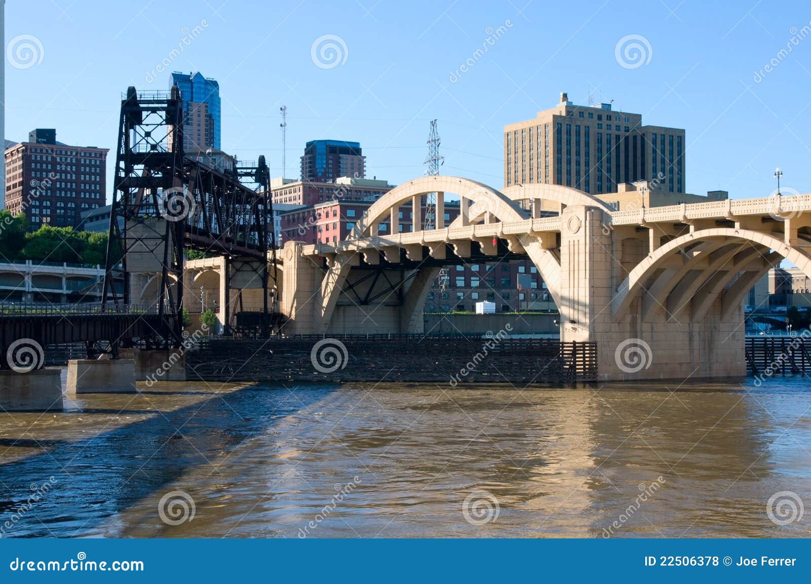 Bridges Spanning Mississippi River in Saint Paul Stock Photo Image of
