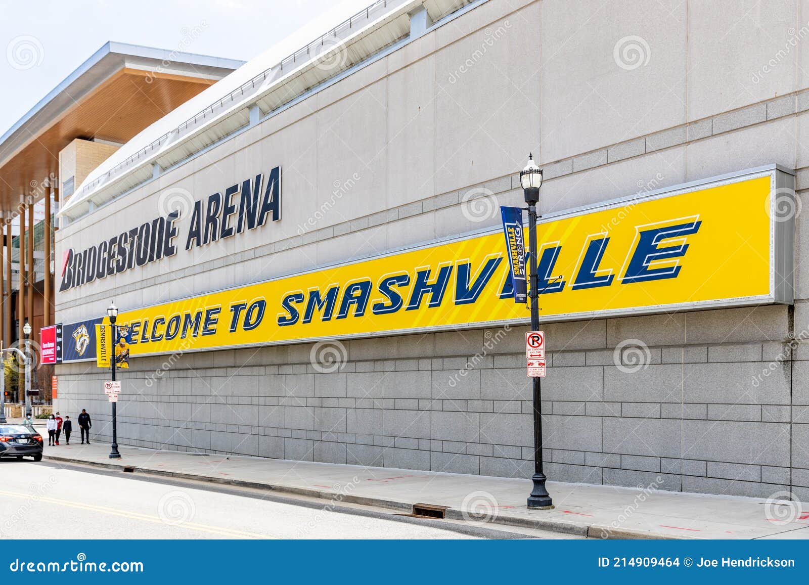 New smash car parked outside Bridgestone Arena